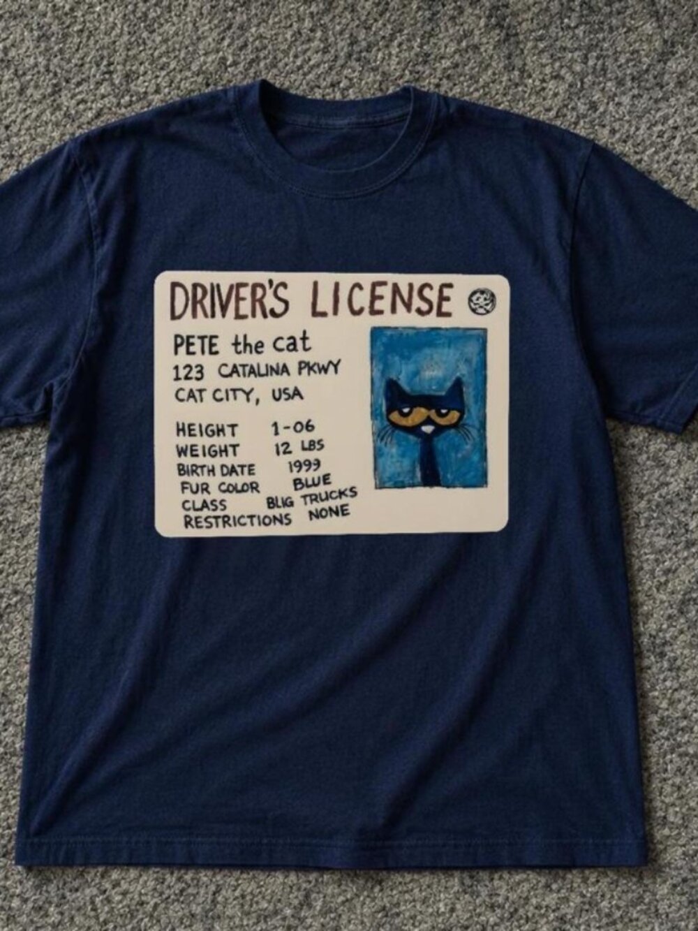 Pete the Cat Driver’s License Graphic tee navy t-shirt